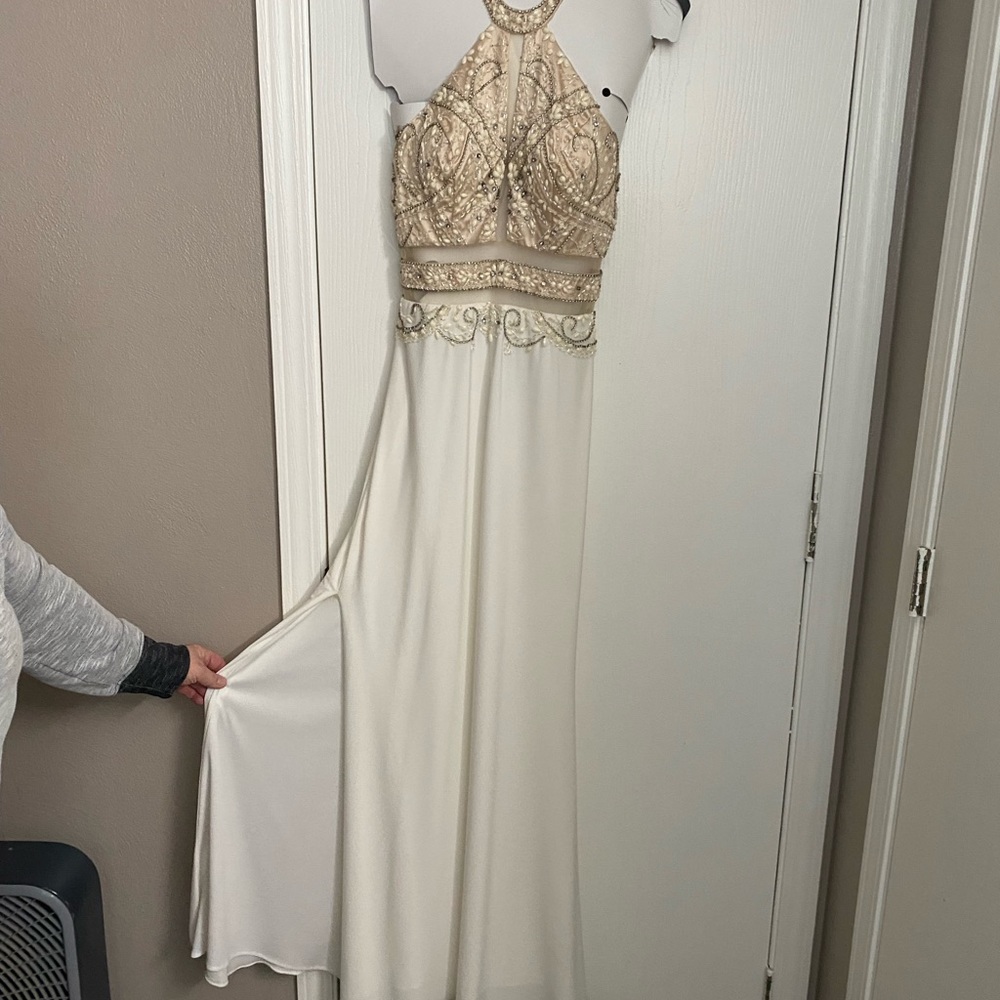White/Beige Floor Length dress
